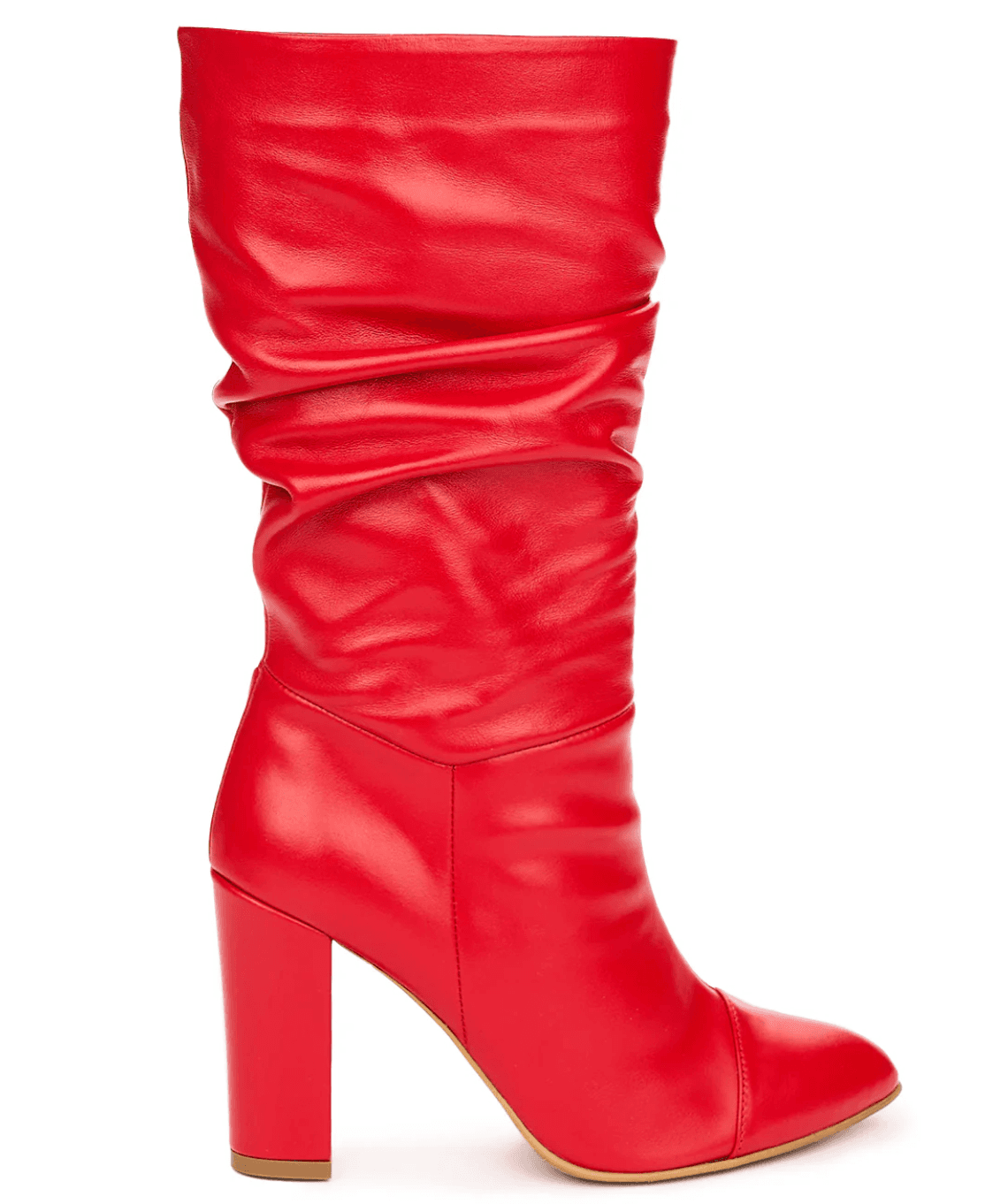 Red Slouch Leather Knee Boot